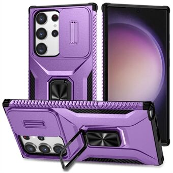 Voor Samsung Galaxy S23 Ultra Hoes Camshield Kickstand TPU+PC Antislip Telefoonhoesje