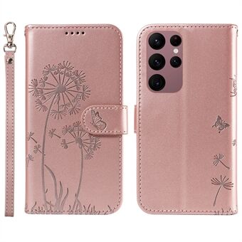 Voor Samsung Galaxy S23 Ultra Leren Hoesje Portemonnee Telefoonhoesje Paardenbloem Afdruk