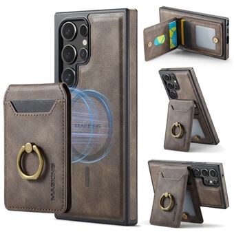 MAGKING K1-serie voor Samsung Galaxy S23 Ultra Magnetische Hoes PC+TPU+PU Telefoonhoesje met Kaarthouder