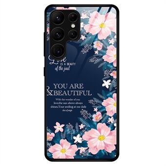 Voor Samsung Galaxy S23 Ultra TPU + PC + Gehard Glas Telefoon Drop-proof Case Stijlvolle Patroon Afdrukken Anti- Scratch Back Cover