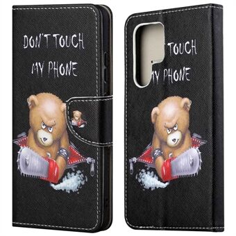 Voor Samsung Galaxy S23 Ultra Cross Textuur PU Lederen Flip Stand Wallet Case Patroon Afdrukken Algehele Dekking Cover