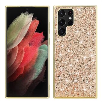 Voor Samsung Galaxy S23 Ultra Shiny glitter pailletten telefoonhoes valbestendig galvaniseren TPU-frame harde pc-achterkant