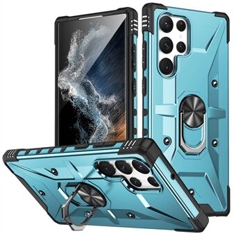 Voor Samsung Galaxy S23 Ultra Ring Car Mount Kickstand Telefoonhoes Botsingsbestendig Hard PC Soft TPU Hybrid Militaire kwaliteit Shockproof Cover