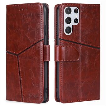 Voor Samsung Galaxy S23 Ultra Geometrische Splicing Telefoon Case PU Leather Stand Portemonnee Volledige Bescherming Folio Flip Cover