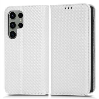 Grid Texture lederen tas voor Samsung Galaxy S23 Ultra portemonnee telefoonhoes Folio Flip Cover met Stand