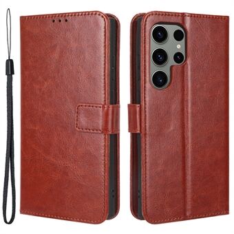 Mobiele telefoonhoes voor Samsung Galaxy S23 Ultra Crazy Horse Texture Wallet Stand PU lederen telefoonhoes met riem