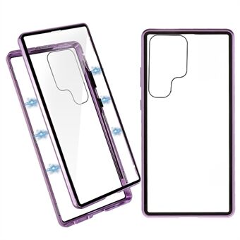 Voor de Samsung Galaxy S23 Ultra metalen frame dubbelzijdige telefoonhoes van gehard glas