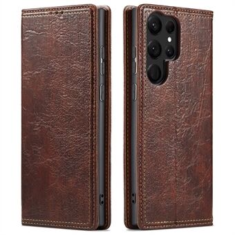 Voor Samsung Galaxy S23 Ultra Anti- Scratch Tree Texture Phone Cover Leather Stand Wallet Phone Case