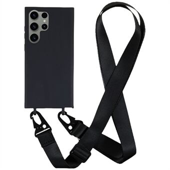 TPU Case voor Samsung Galaxy S23 Ultra Matte Finish Telefoon Beschermhoes met Brede Lanyard