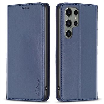 BINFEN KLEUR BF18 Voor Samsung Galaxy S23 Ultra Magnetische Flip Leather Case Kaarthouder Stand Telefoon Cover