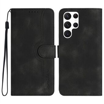 YX0030 Wallet Phone Case voor Samsung Galaxy S23 Ultra bedrukt patroon PU lederen flip cover anti-shock telefoon shell