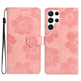 Voor Samsung Galaxy S23 Ultra Mobiele Telefoon Case Wallet Cover PU Leather Stand Bedrukt Bloem Patroon Shell