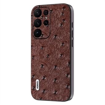ABEEL struisvogeltextuur telefoonhoes voor Samsung Galaxy S23 Ultra echt rundleer + pc + TPU telefoonhoes