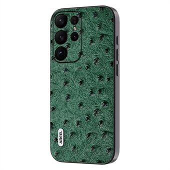 ABEEL struisvogeltextuur telefoonhoes voor Samsung Galaxy S23 Ultra echt rundleer + pc + TPU telefoonhoes