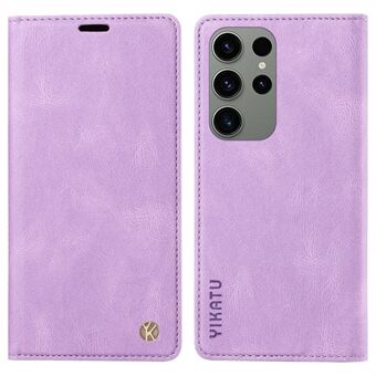 YIKATU YK-004 lederen hoes voor Samsung Galaxy S23 Ultra, Skin-touch Shell Wallet Stand Phone Flip Case