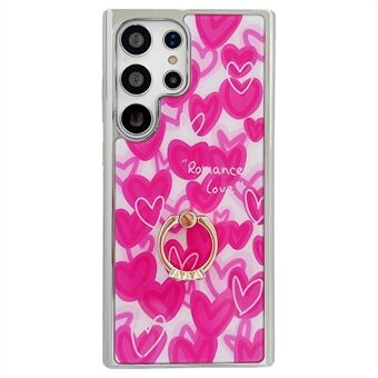 Voor Samsung Galaxy S23 Ultra Case Heart Patroon Kickstand Electroplating Telefoonhoesje