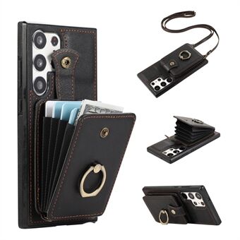 Voor Samsung Galaxy S23 Ultra Hoesje met Kickstand Slank Passend TPU+PU Lederen Telefoonhoesje