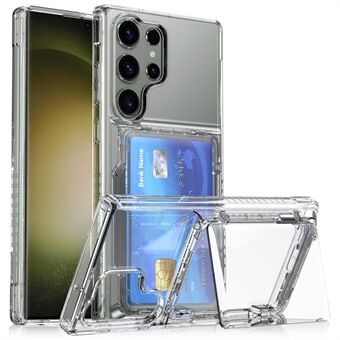 Voor de Samsung Galaxy S23 Ultra mobiele telefoonhoesje, helder PC+TPU flipcover met kaartsleuf.