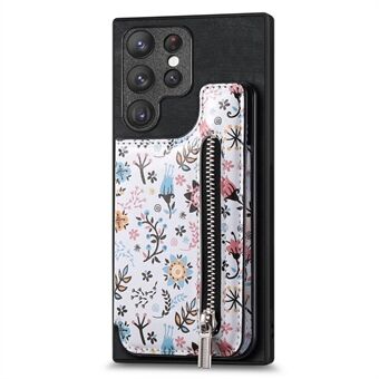 D10 Voor de Samsung Galaxy S23 Ultra TPU+Lederen Hoesje Telefoon Achterkant Cover Retro Kaarttas