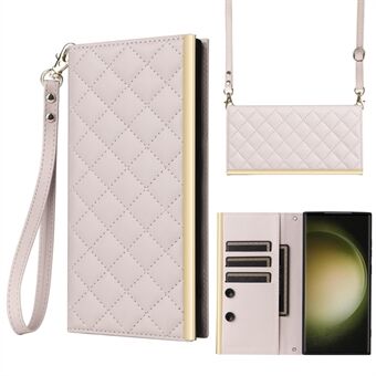 Voor de Samsung Galaxy S23 Ultra Crossbody Case Zuignap PU lederen portemonnee telefoonhoes.