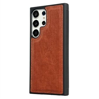 Voor Samsung Galaxy S23 Ultra Hoesjes met Kalfsleerstructuur PU Lederen+TPU Telefoonhoes