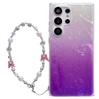 Voor Samsung Galaxy S23 Ultra Hoesje met zeepatroon van TPU Glanzende Telefoonhoes met Ketting