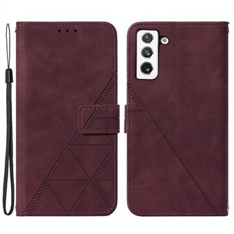 YB Imprinting Series-1 voor Samsung Galaxy S23 Business bedrukte lijnen PU lederen telefoonhoes Flip Stand Wallet Case met handriem