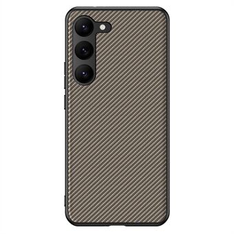 Voor Samsung Galaxy S23 Beschermende telefoonhoes met koolstofvezelstructuur PU-leer gecoate pc Ultradunne anti-drop telefoonhoes