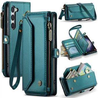 CASEME C36-serie voor Samsung Galaxy S23 hoesje Zipper Leren Telefoonhoes met 7 kaartsleuven