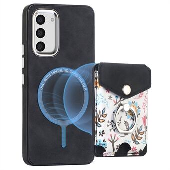 E3 Voor Samsung Galaxy S23 Magnetische Hoes Bloemen Kaart Houder Leer+TPU Telefoonhoes