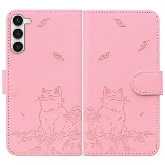 Voor Samsung Galaxy S23 Hoesje Portemonnee Met Kattenpatroon Ingeprent Lederen Telefoonhoesje