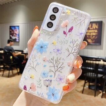 Voor Samsung Galaxy S23 Hoesje Bloemenpatroon TPU Glitter Telefoonhoesje