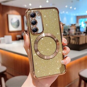 Voor Samsung Galaxy S23 Hoes Electroplating Glitter TPU Transparante Telefoonhoes Compatibel met MagSafe