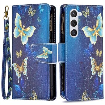 BF Patroonbedrukking Leer Series-4 voor Samsung Galaxy S23 Style-03 Patroonbedrukking PU lederen telefoonhoes Rits Zak Stand Portemonnee Cover