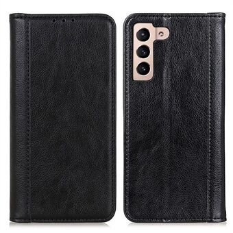 Voor Samsung Galaxy S23 Anti- Scratch Telefoon Case Split Leather Litchi Textuur Portemonnee Auto Closing Magnetische Mobiele Telefoon Cover met Stand