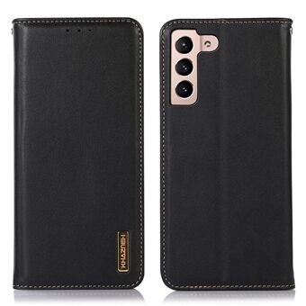 KHAZNEH Voor Samsung Galaxy S23 Nappa Textuur Portemonnee Case Echt Rundleer Stand Auto Magnetische Gesloten Schokbestendig Telefoon Cover