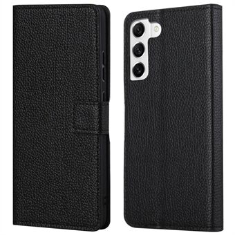 Litchi Texture Telefoonhoesje voor Samsung Galaxy S23, Folio Flip PU-leer + TPU Telefoon Portemonnee Hoesje met Stand - Zwart