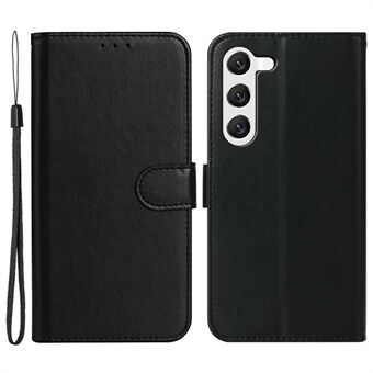 Mobiele telefoonhoes voor Samsung Galaxy S23, valbestendige effen kleur portemonnee Stand PU lederen telefoonhoes met riem