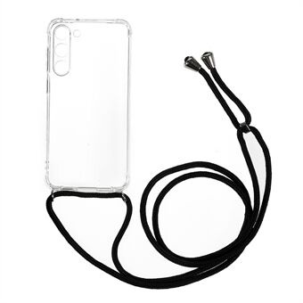 Transparante telefoonhoes voor Samsung Galaxy S23, vierhoekige anti-drop zachte TPU anti- Scratch telefoon achterkant met draagkoord