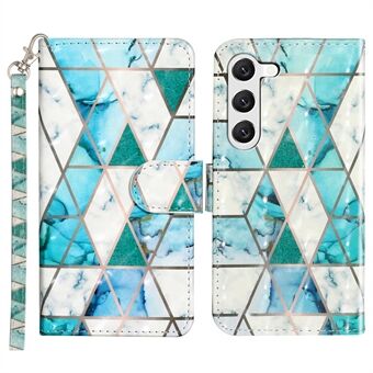 Voor Samsung Galaxy S23 PU lederen portemonnee Flip Cover Stand Functie 3D-patroon afdrukken Magnetische sluiting Telefoonhoes met riem