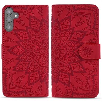 Voor Samsung Galaxy S23 Stand Shell Opdruk Bloem Telefoon Cover Portemonnee Ontwerp Kalf Textuur Lederen Cover