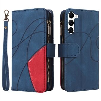 KT Multi-function Series-5 voor Samsung Galaxy S23 Anti-val PU-lederen telefoonhoes Tweekleurig splitsvak met ritssluiting Mobiele telefoonhoes met meerdere kaartsleuven
