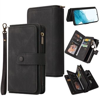 Voor Samsung Galaxy S23 KT Multi-Functionele Series-2 Anti-drop Telefoon Shell, Meerdere Kaartsleuven Skin-touch Feeling Stand Wallet Flip Leather Case met Ritsvak