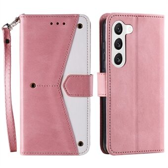 Voor Samsung Galaxy S23 Stand Wallet Phone Case Splicing Stitching PU Leather + TPU Cover