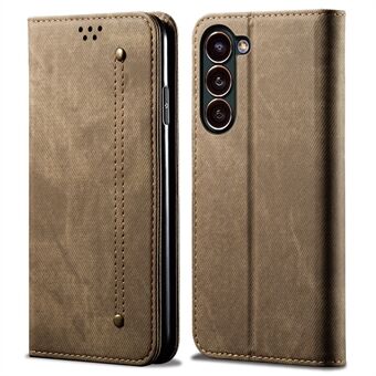 Drop-proof PU lederen telefoonhoes voor Samsung Galaxy S23 Jeans Doek Textuur Beschermende Flip Wallet Cover Stand