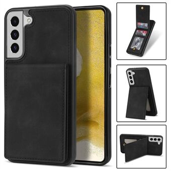 Telefoonhoesje in effen kleur voor Samsung Galaxy S23, Kickstand Design Back Cover RFID Blocking Multiple Card Slots Vertical Flip PU Leather Coated TPU Shell