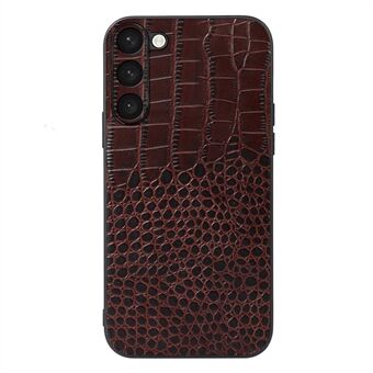 Voor Samsung Galaxy S23 Anti-shock Krokodil Textuur Telefoon Case Echt Rundleer Gecoat PC + TPU Scratch Mobiele Telefoon Cover