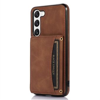 Tri-fold Wallet Leather Coated TPU Case voor Samsung Galaxy S23, standaard anti- Scratch beschermende telefoonhoes