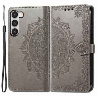 Voor Samsung Galaxy S23 Mandala patroon reliëf PU portemonnee Folio Case Stand schokbestendige beschermhoes met riem