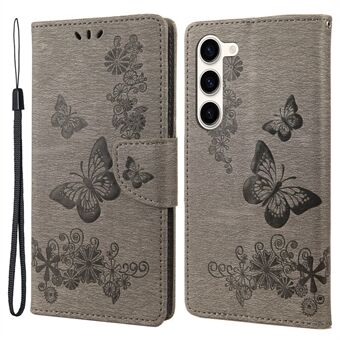 Voor Samsung Galaxy S23 Volledige bescherming Telefoonhoes Flip lederen telefoonhoes Stand Vlinders Bloemafdruk Shell